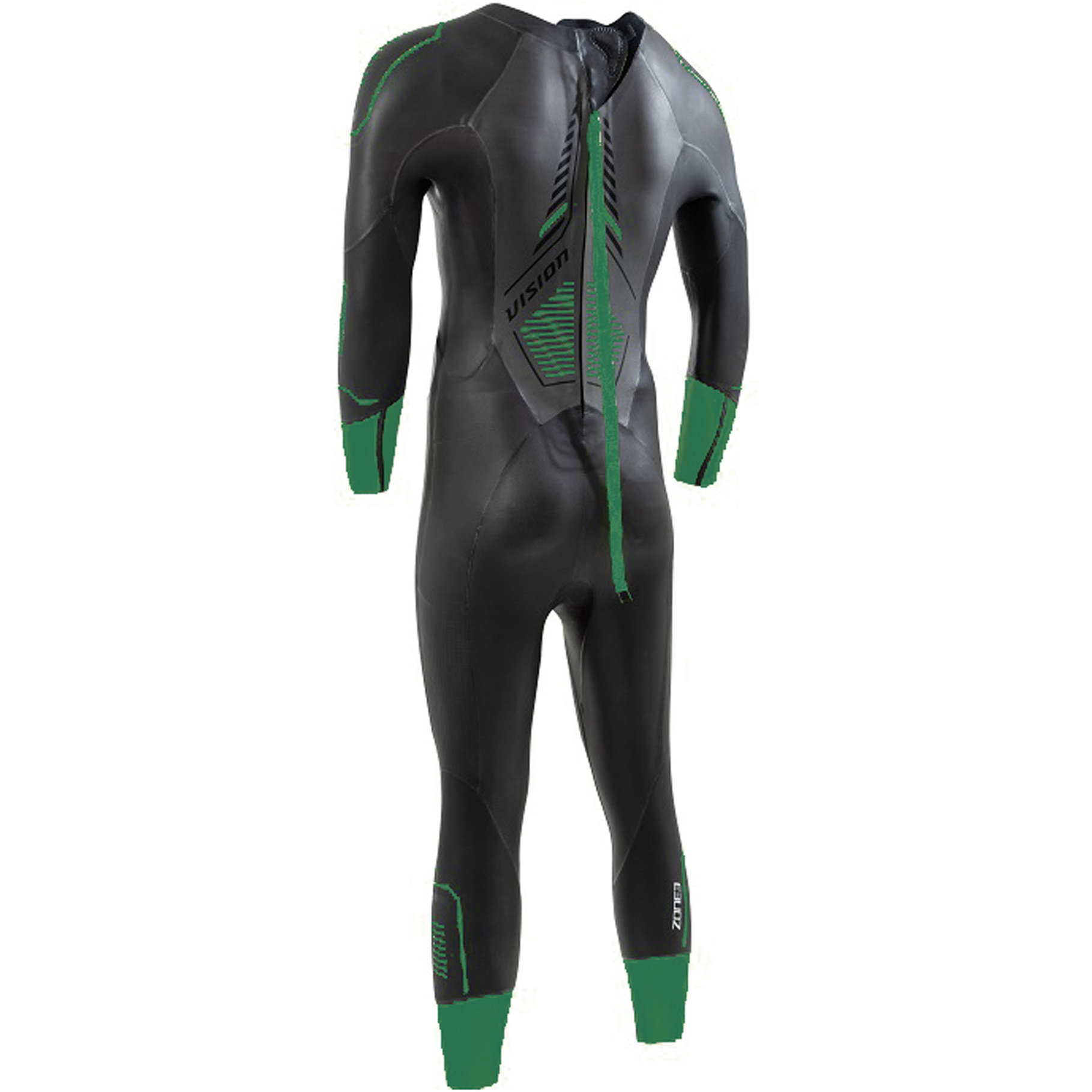 2026 Zone3 Da Uomo Terraprene Vision Back Zip Swim Muta WS24MVIS101 - Black / Forest Green
